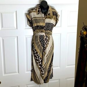 Sami & Jo Cute knotted front animal print abstract dress, size small